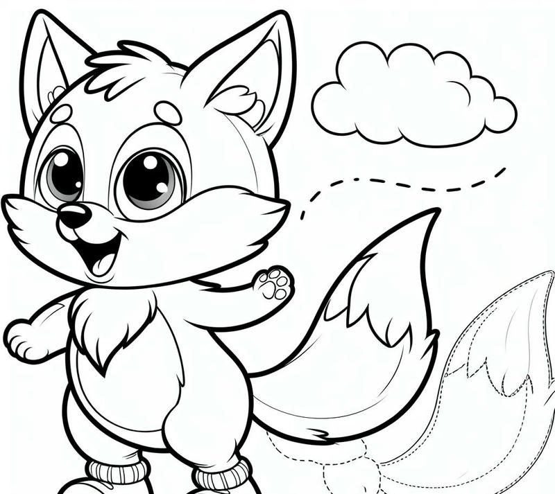 Tranh con cáo hoạt hình cho bé tập tô