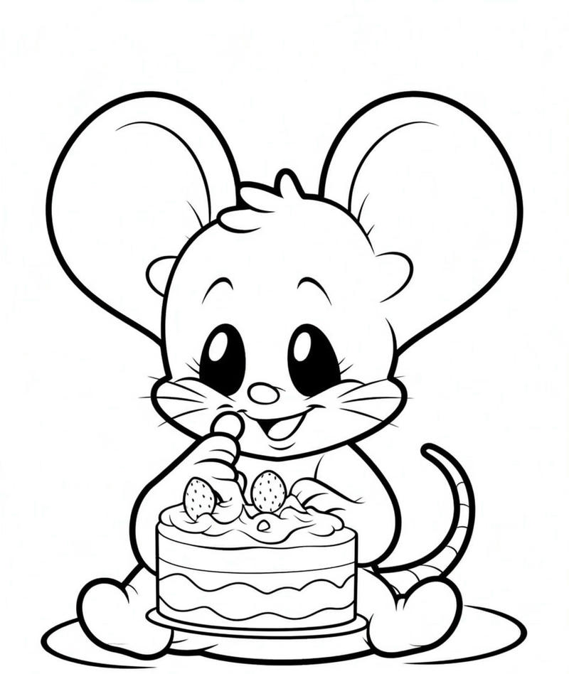 Tranh nét đơn giản tập tô màu con chuột