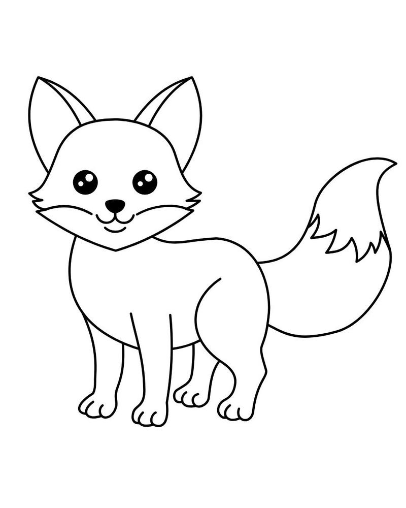 Tranh nét rõ tô màu con cáo dễ thương