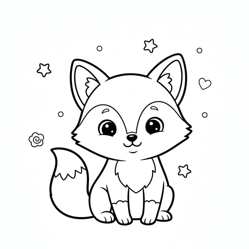 Tranh thiếu nhi tô màu con cáo dễ in