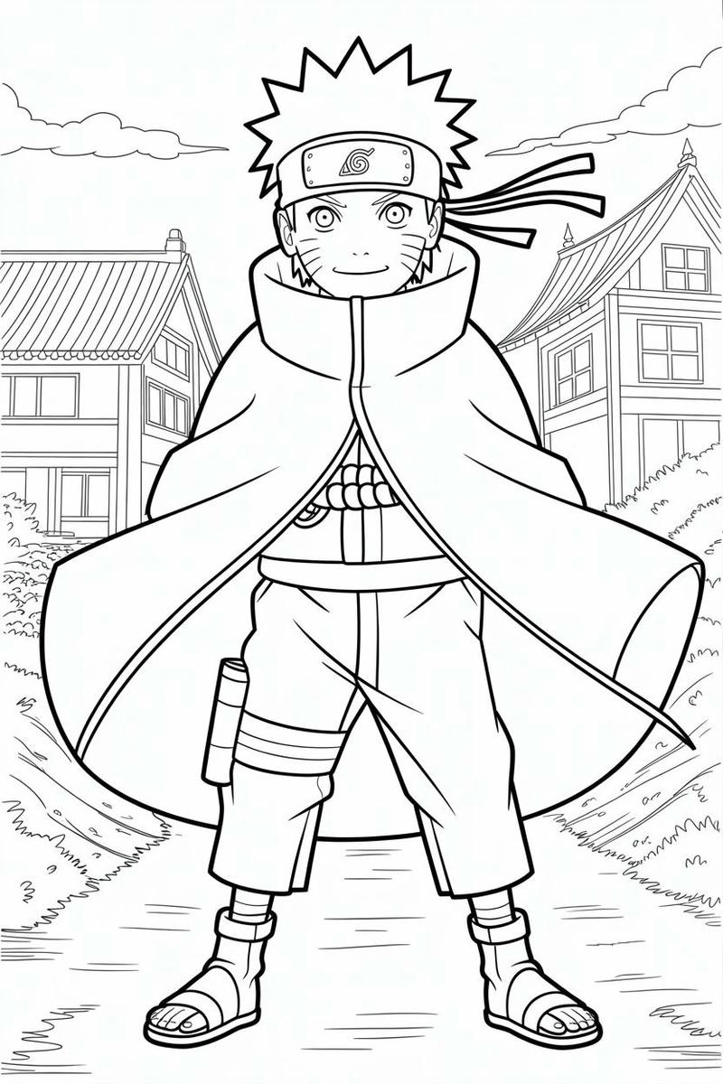 Tranh tô màu Naruto phong cách đơn giản