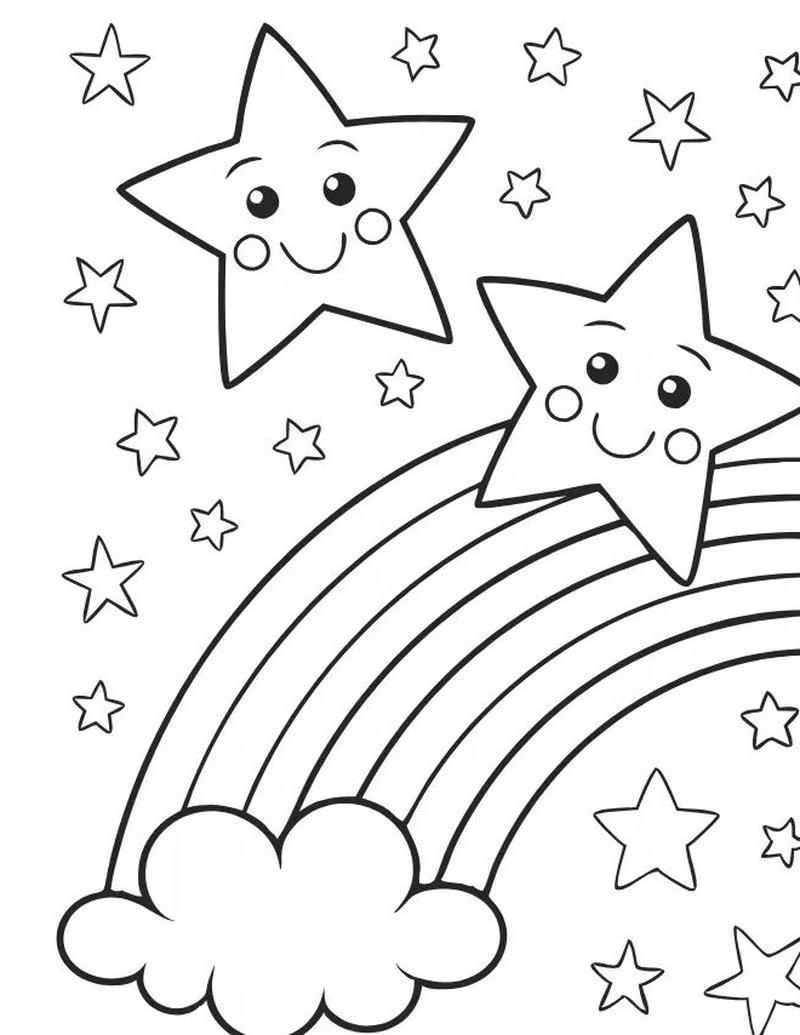 Tranh tô màu cầu vồng đơn giản dành cho bé