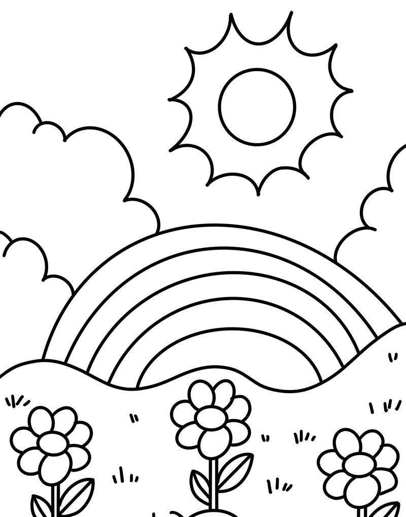 Tranh tô màu cầu vồng kiểu dáng dễ hiểu cho bé
