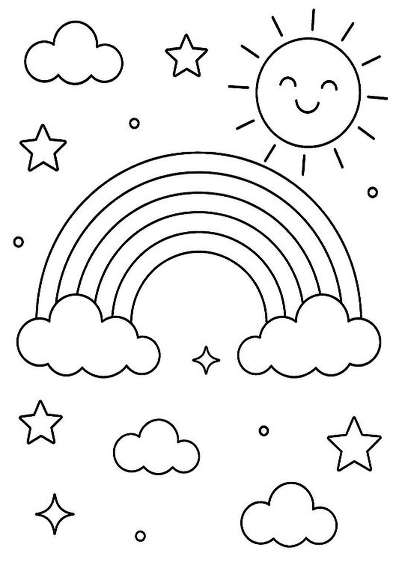 Tranh tô màu cầu vồng phù hợp trẻ mầm non