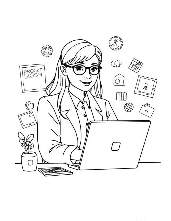 Tranh tô màu chân dung cô giáo hiền lành