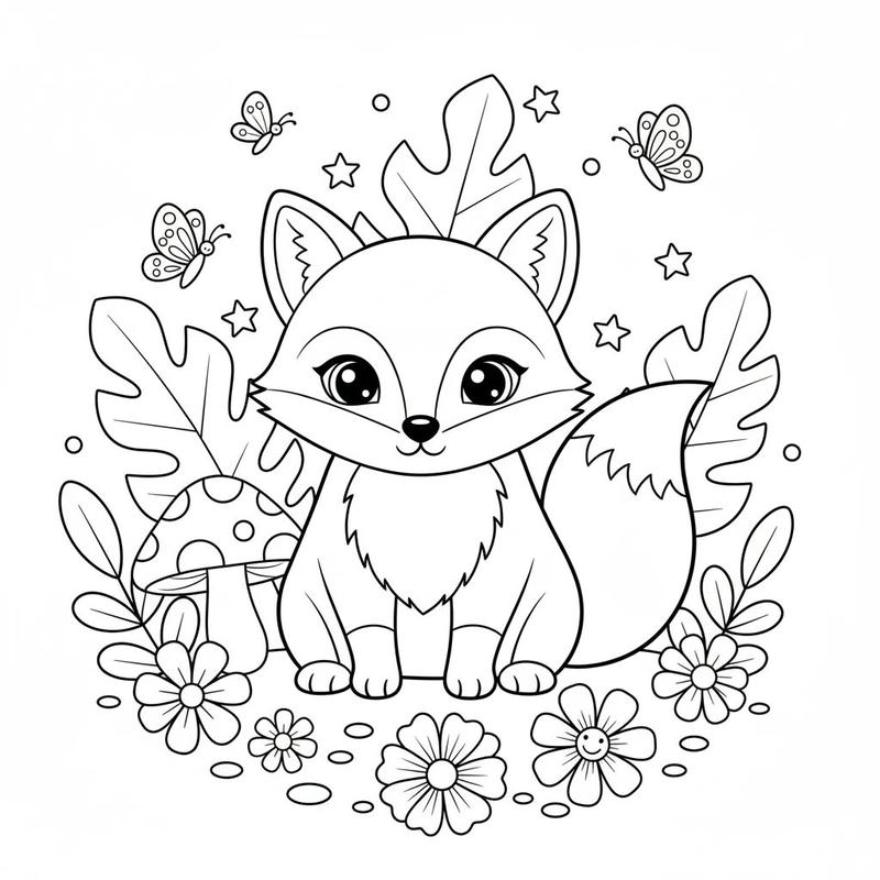 Tranh tô màu con cáo đơn giản dễ tô nhất