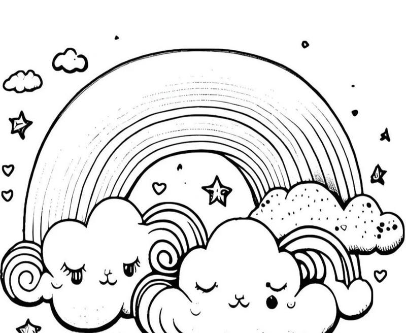 Tranh tô màu với các đường vòng cung cầu vồng
