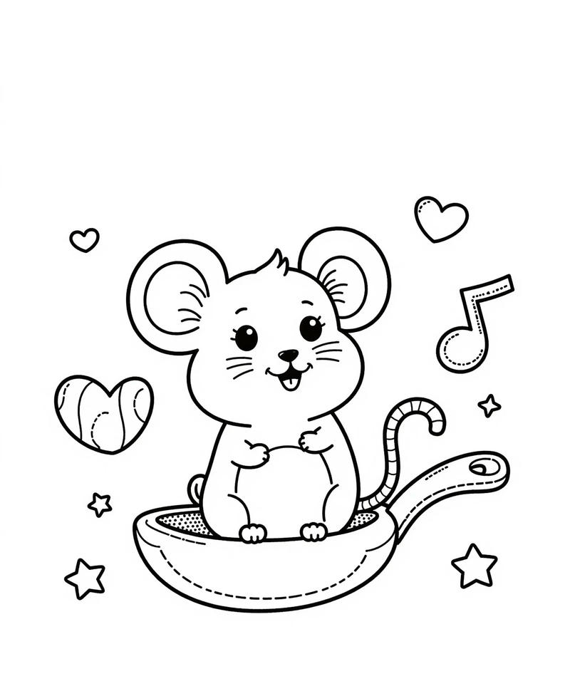 Tranh vẽ chuột nhỏ đơn giản cho bé tô