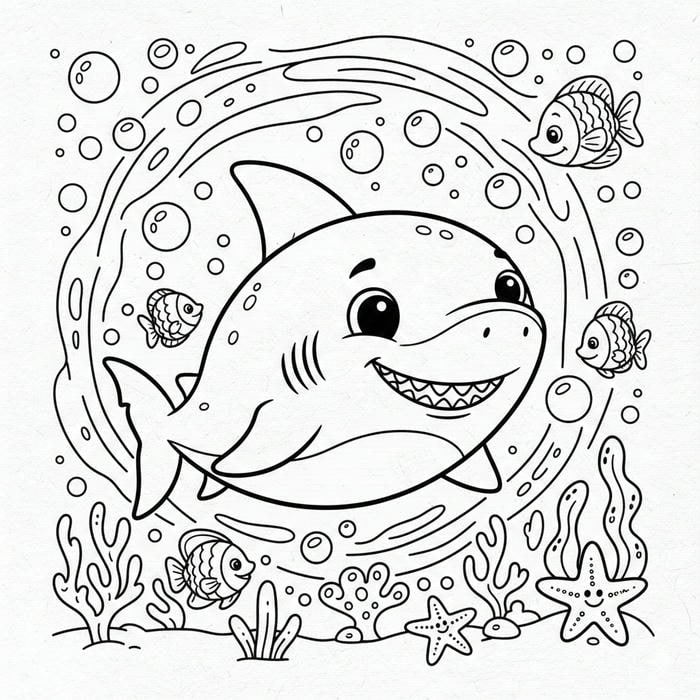 ảnh cá mập đơn giản dễ tô