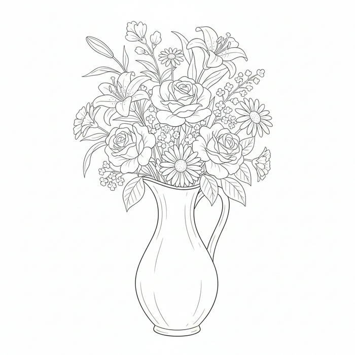 ảnh tranh bình hoa đơn giản