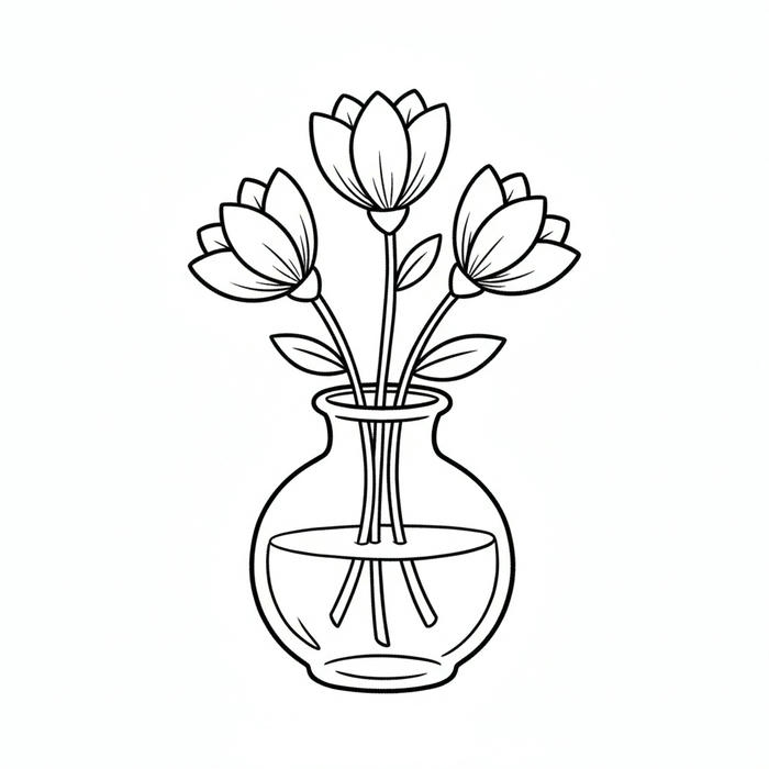 ảnh tranh tô màu bình hoa đẹp