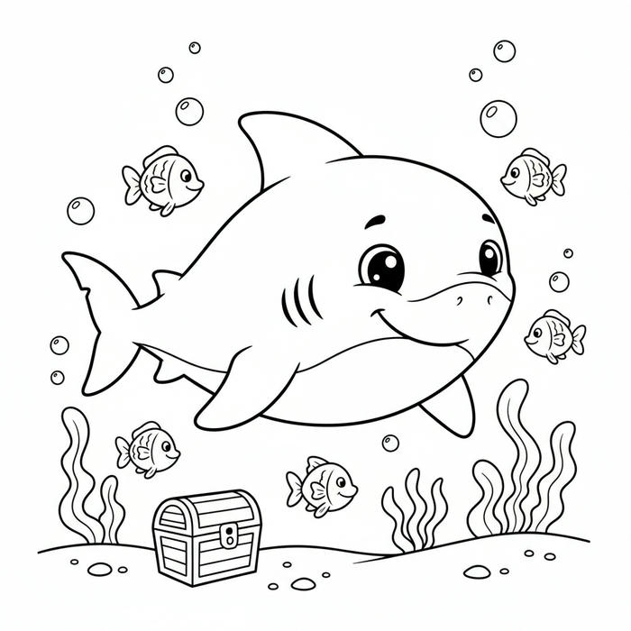 ảnh tranh tô màu cá mập cực mê