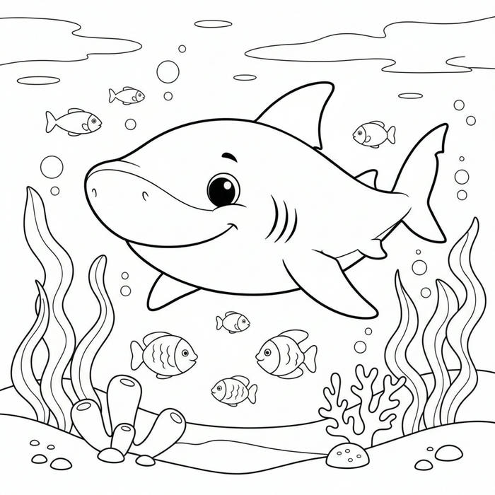 ảnh tranh tô màu cá mập