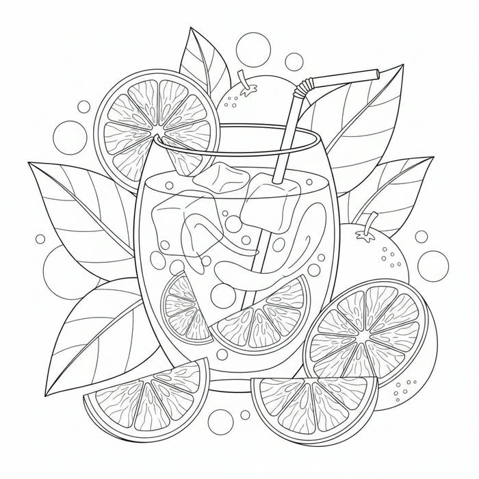 ảnh tranh tô màu cốc nước cam