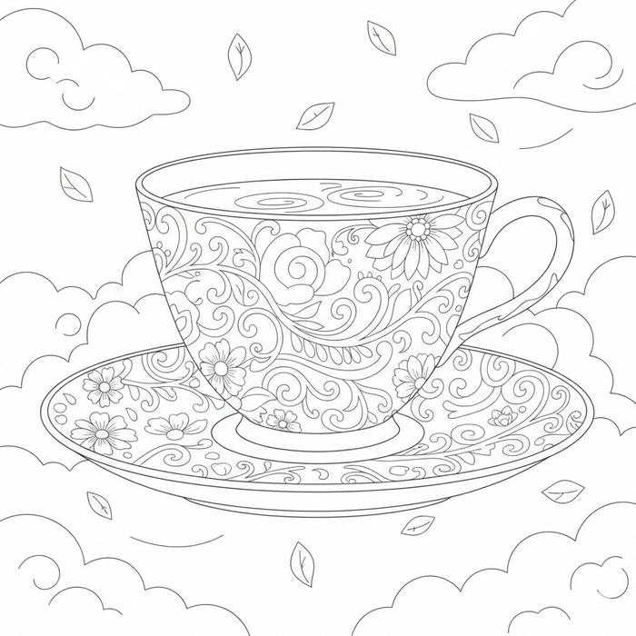 ảnh tranh tô màu cốc nước nhiều hoạ tiết