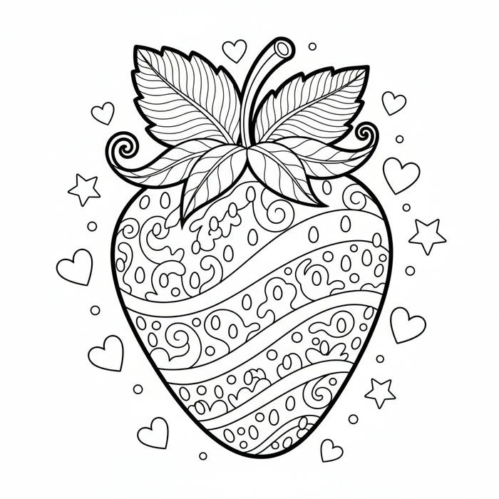 ảnh tranh tô màu quả dâu tây nghệ thuật