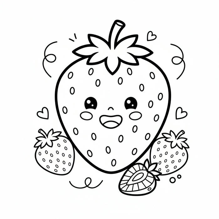 ảnh tranh tô màu quả dâu tây ngộ nghĩnh