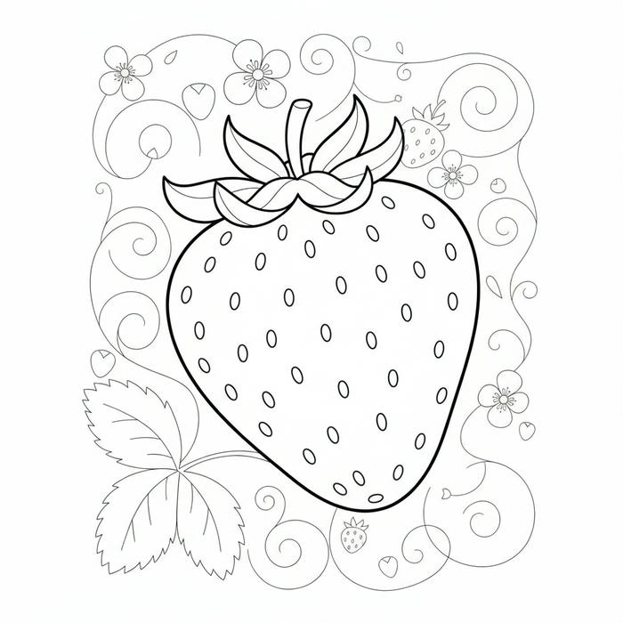 ảnh tranh tô màu quả dâu tây nhẹ nhàng