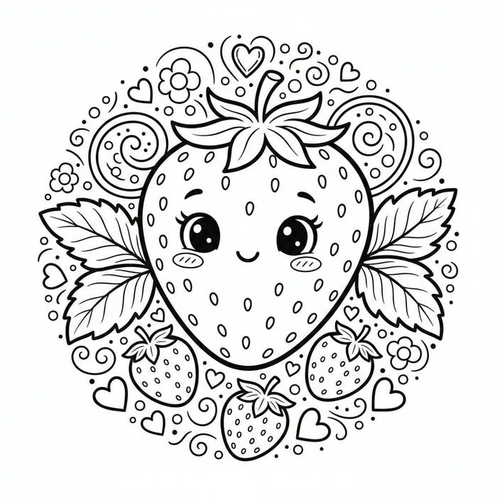 ảnh tranh tô màu quả dâu tây trang nhã