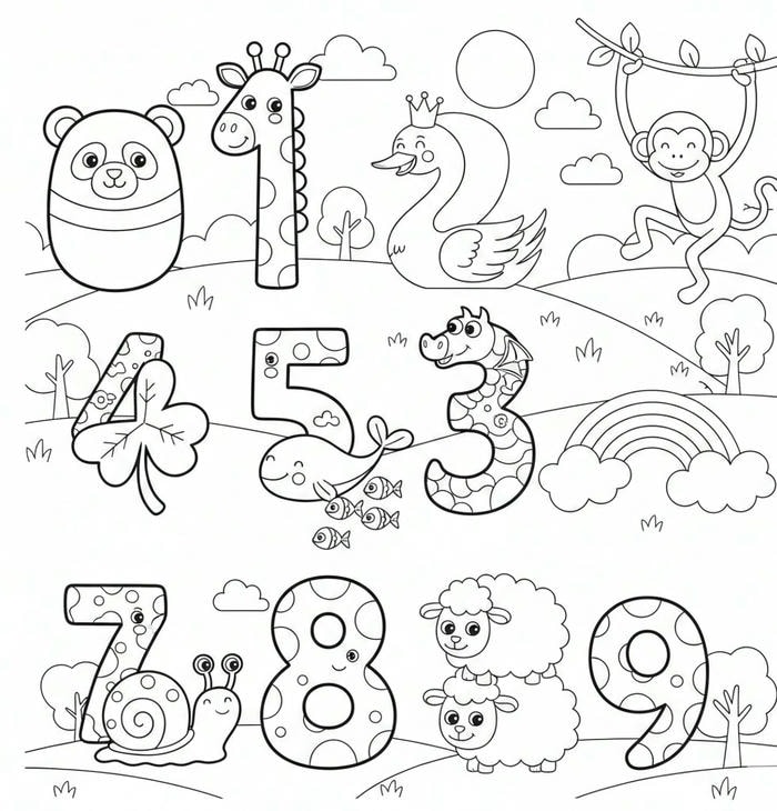 ảnh tranh tô màu số cute