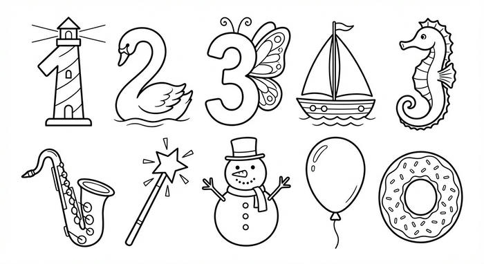 ảnh tranh tô màu số dễ thương