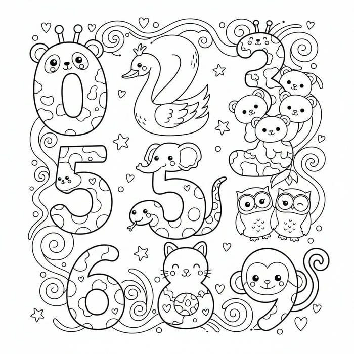 ảnh tranh tô màu số nhiều con vật