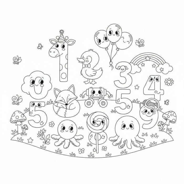 ảnh tranh tô màu số nhiều hình