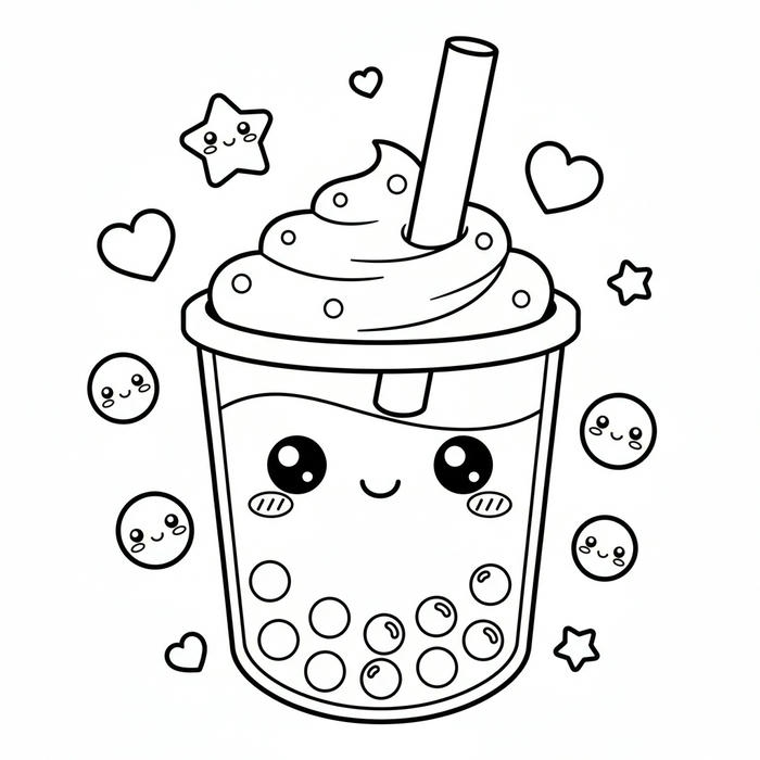 ảnh tranh tô màu trà sữa cute nhất