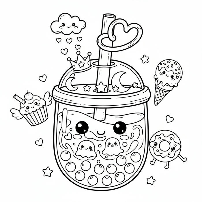 ảnh tranh tô màu trà sữa lạ