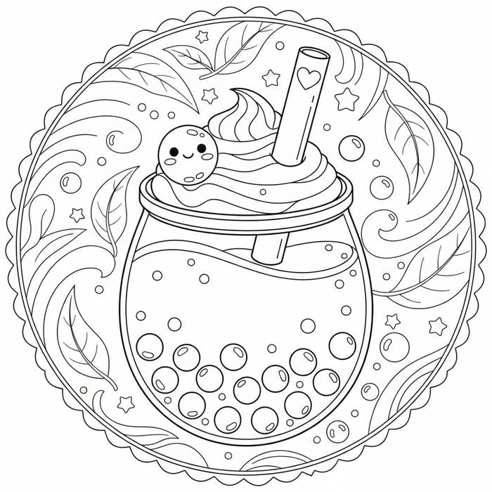 ảnh tranh tô màu trà sữa nghệ thuật