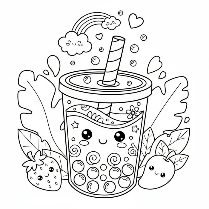 ảnh tranh tô màu trà sữa sáng tạo