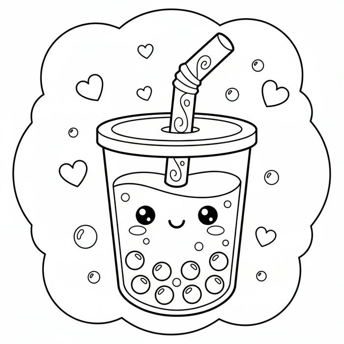 ảnh tranh tô màu trà sữa siêu yêu