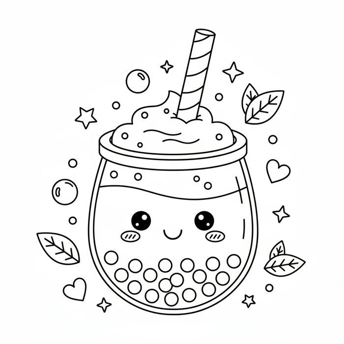 ảnh tranh tô màu trà sữa xinh yêu