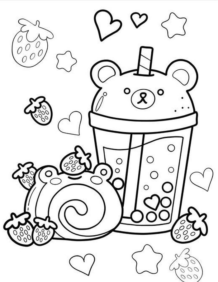 hình ảnh ly trà sữa cute nét