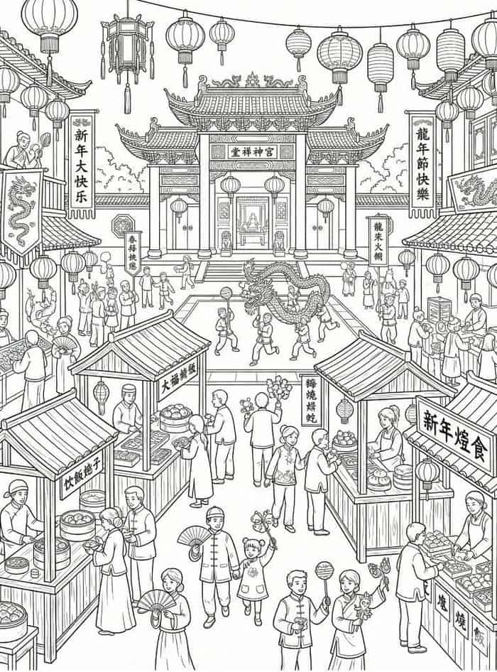 hình ảnh tô màu tết quê hương