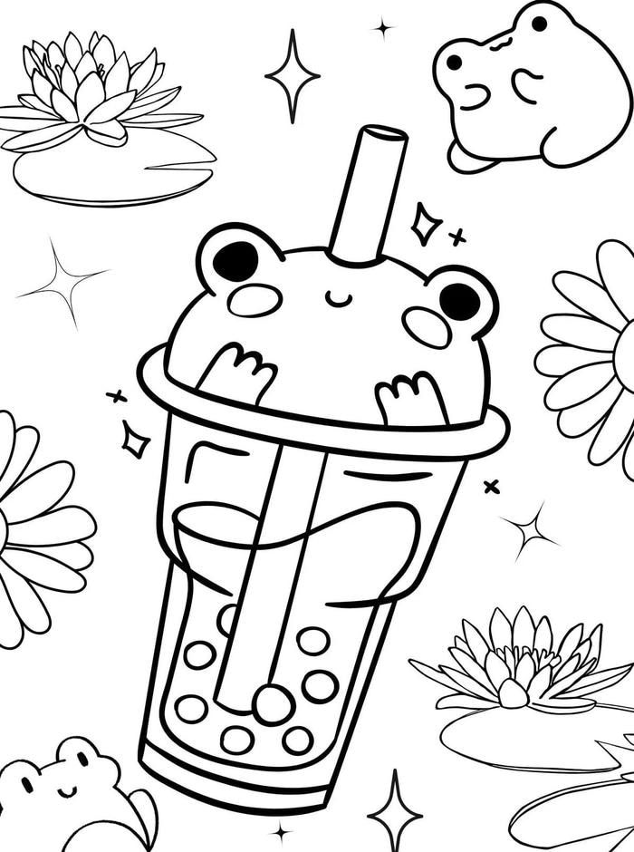 hình ảnh tô màu trà sữa cute cuốn hút