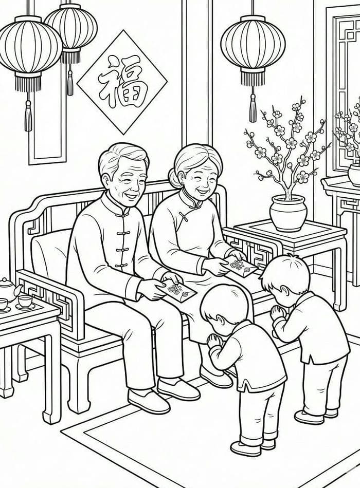 hình ảnh tranh tô màu chúc tết