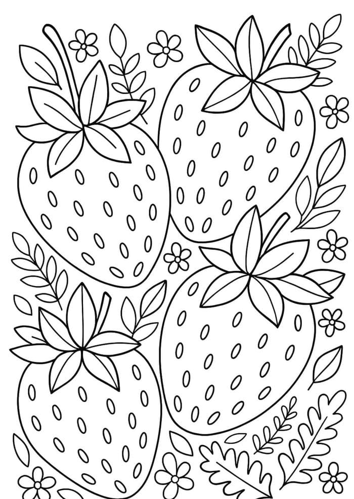 hình ảnh tranh tô màu quả dâu tây ngọt ngào