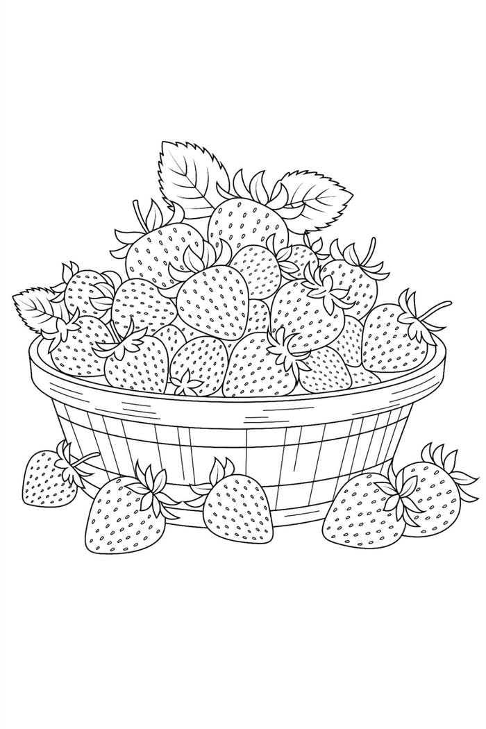 hình ảnh tranh tô màu quả dâu tây tối giản