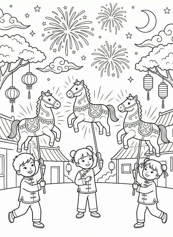 hình tô màu không khí ngày tết