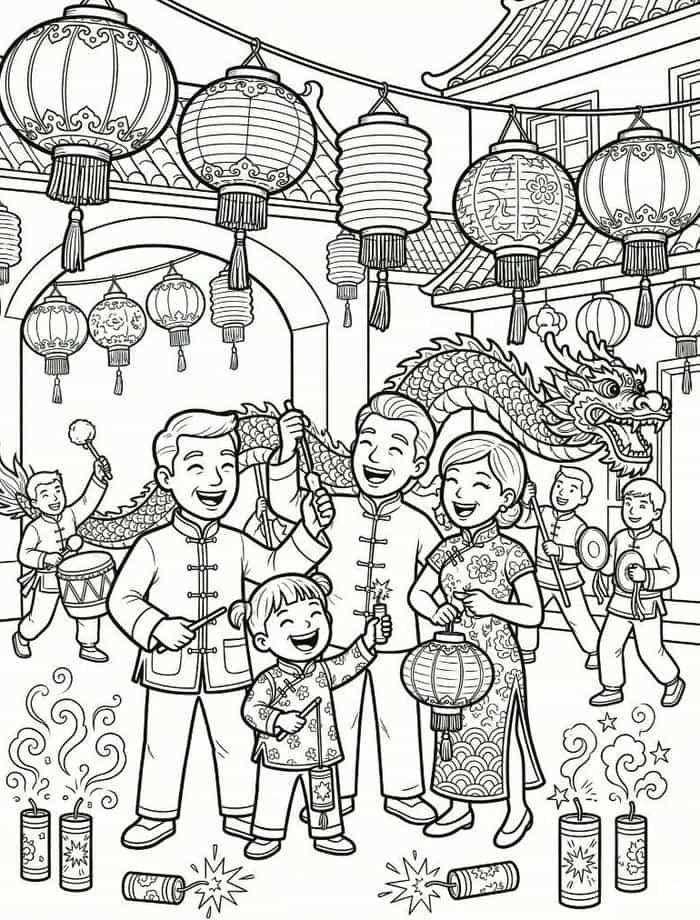 hình tô màu lễ hội ngày tết