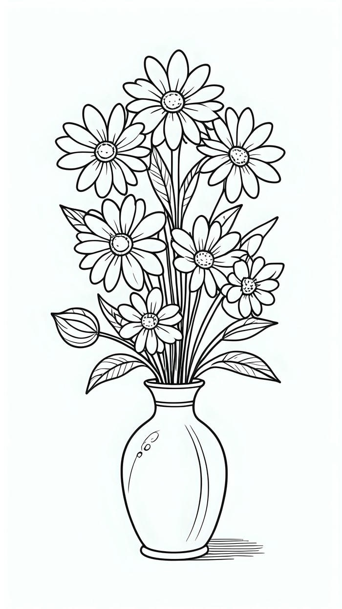 hình tranh bình hoa tô màu siêu mê