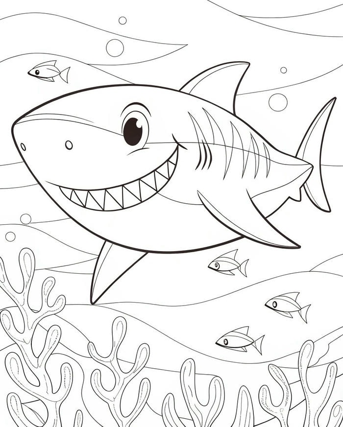 hình tranh cá mập biển cả