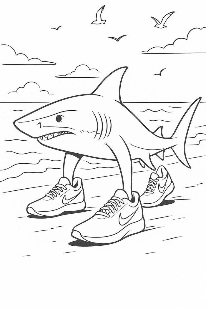 hình tranh cá mập để tô màu