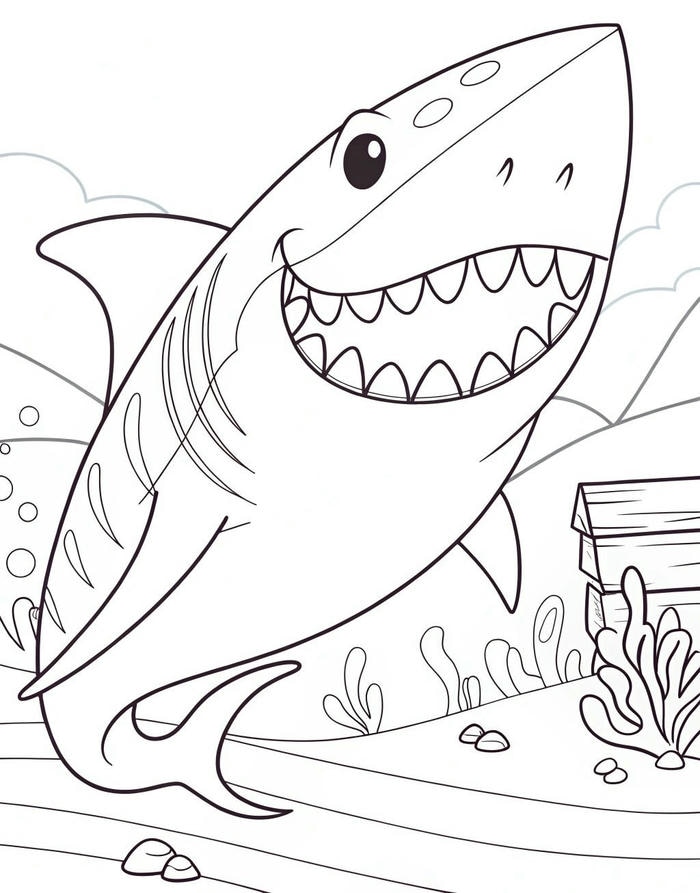 hình tranh cá mập đơn giản