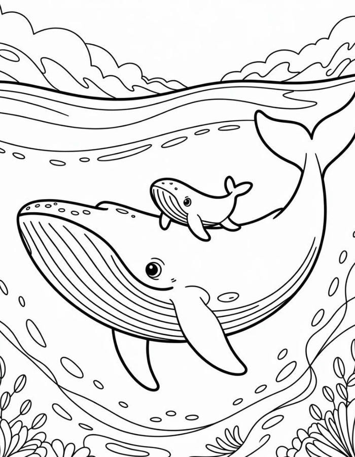 hình tranh cá mập lớn và cá mập bé