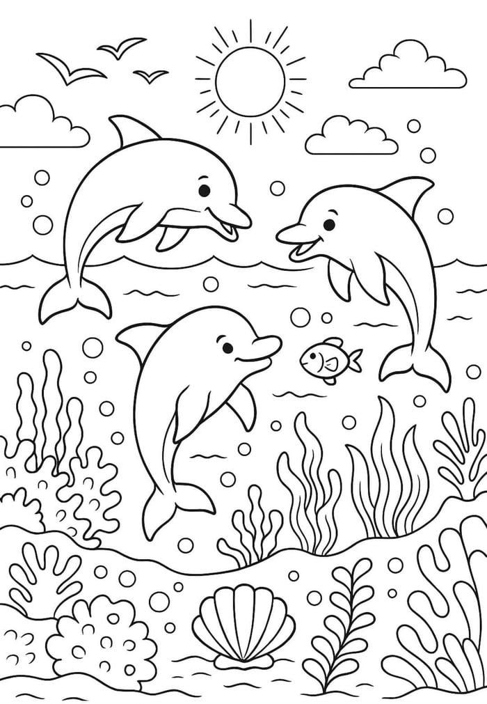 hình tranh cá mập tô màu xinh