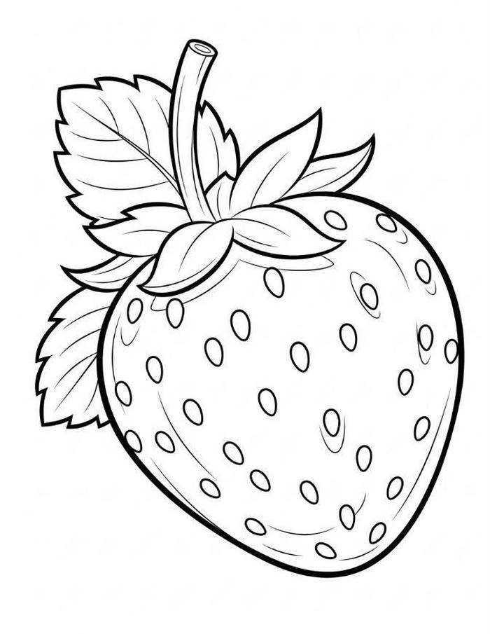 hình tranh tô màu quả dâu tây dễ nhìn