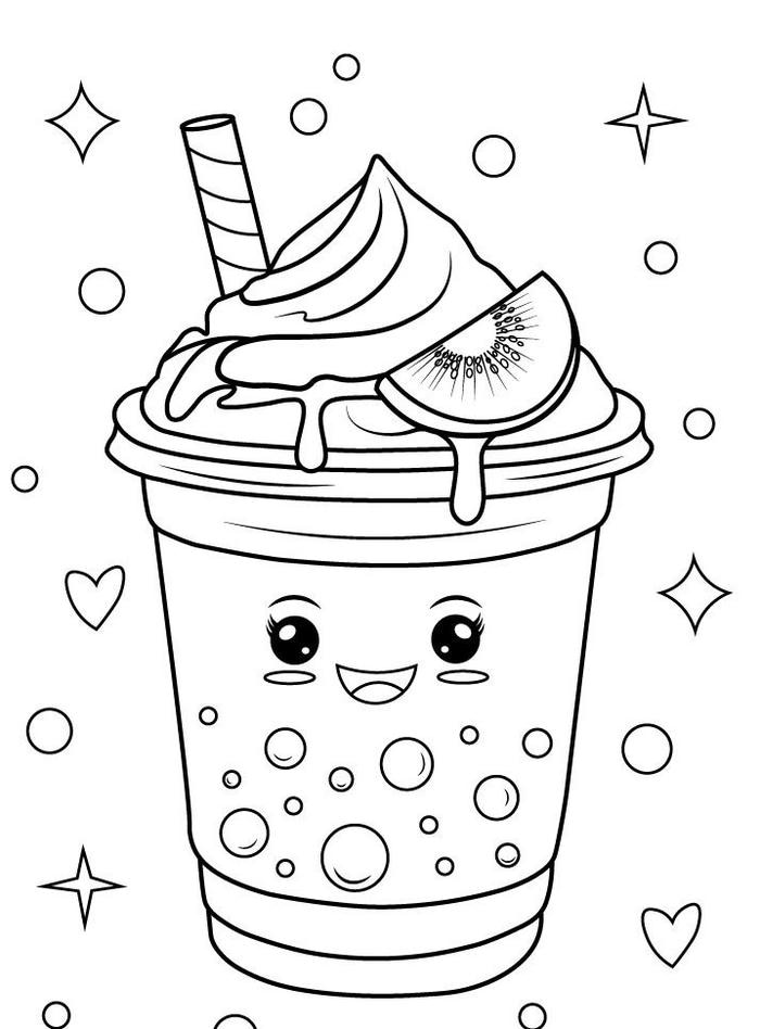 hình tranh trà sữa cute dễ vẽ