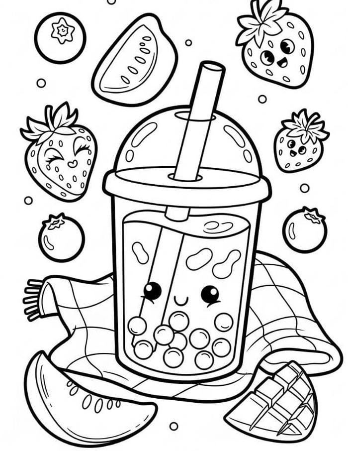 tô màu trà sữa cute phong cách